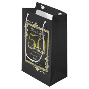 Petit Sac Cadeau Gold Gem & Parties scintillant 50e Mariage d'or