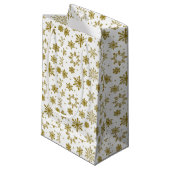 Petit Sac Cadeau Gold Snowflake White Holiday Elegant (Devant Angle)
