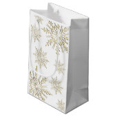 Petit Sac Cadeau Gold Snowflakes - Mariage d'hiver Félicitations (Dos Angle)