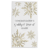 Petit Sac Cadeau Gold Snowflakes - Mariage d'hiver Félicitations (Devant)