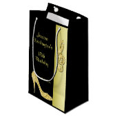Petit Sac Cadeau Gold Stiletto et Treble Cleft 18e anniversaire (Devant Angle)