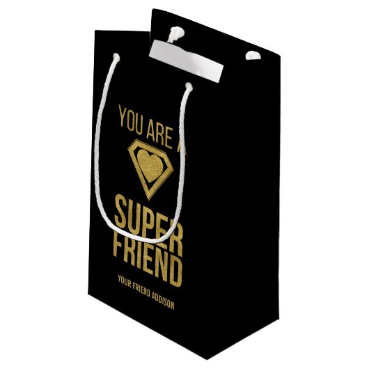 Petit Sac Cadeau Gold Superhero Friend Valentine Cadeau (Dos Angle)