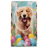 Petit Sac Cadeau Golden Retriever Happy Pâques (Devant)