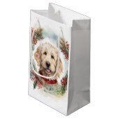 Petit Sac Cadeau Goldendoodle Christmas Wreath Festive Pup (Dos Angle)