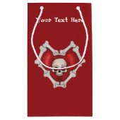 Petit Sac Cadeau Gothique Rouge Coeur Bone Outline Blanc Crâne fonc (Dos)
