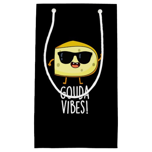 Petit Sac Cadeau Gouda Vibes Funny Cheese Pun Dark BG (Devant)