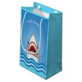 Petit Sac Cadeau Grand anniversaire drôle de requin blanc avec (Dos Angle)