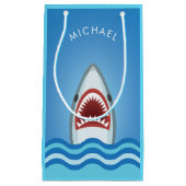 Petit Sac Cadeau Grand anniversaire drôle de requin blanc avec (Devant)