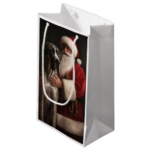Petit Sac Cadeau Grand Danois avec le Père Noël Festive Noël