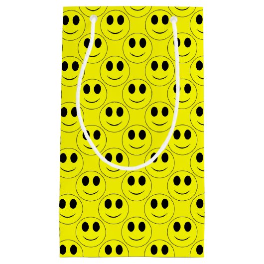 Petit Sac Cadeau Grand Jaune Happy Face Allover (Devant)