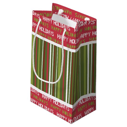 Petit Sac Cadeau Grandes rouges, blanches et vertes de Noël (Dos Angle)