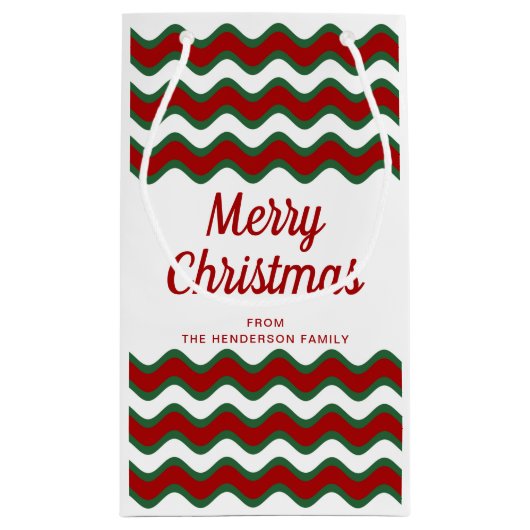 Petit Sac Cadeau Grandes vertes modernes Script Noël (Dos)