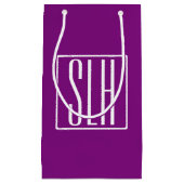 Petit Sac Cadeau Gras moderne 3 initiales Monogramme | Blanc et pou (Devant)