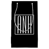 Petit Sac Cadeau Gras moderne 3 initiales Monogramme | Blanc sur no (Devant)