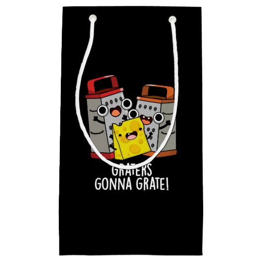 Petit Sac Cadeau Gratte va Grate Funny Cheese Pun Dark BG (Devant)