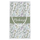 Petit Sac Cadeau Green Blue Botanical Watercolor (Devant)