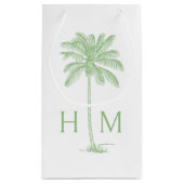 Petit Sac Cadeau Green Coastal Palmetto Palm Monogram (Dos)