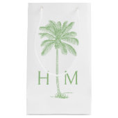 Petit Sac Cadeau Green Coastal Palmetto Palm Monogram (Devant)