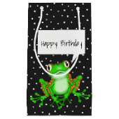 Petit Sac Cadeau Grenouille verte sur des points d'épine (Devant)