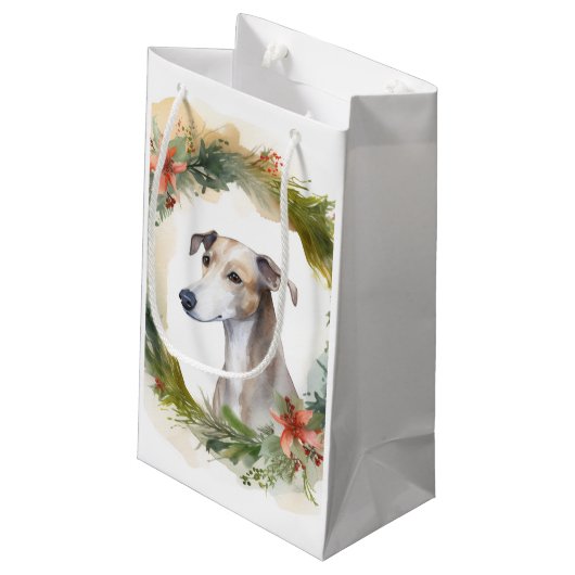 Petit Sac Cadeau Greyhound Christmas Wreath Festive Pup (Dos Angle)