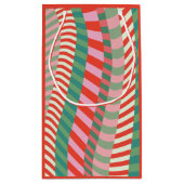 Petit Sac Cadeau Grilles géométriques modernes de couleur rouge ver (Dos)