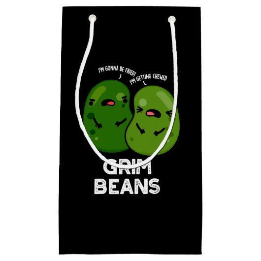 Petit Sac Cadeau Grim Haricots Funny Veggie Puns Dark BG (Devant)