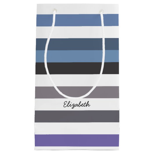 Petit Sac Cadeau Gris Fille Large Bleu Gris Horizontal Grandes Avec (Devant)