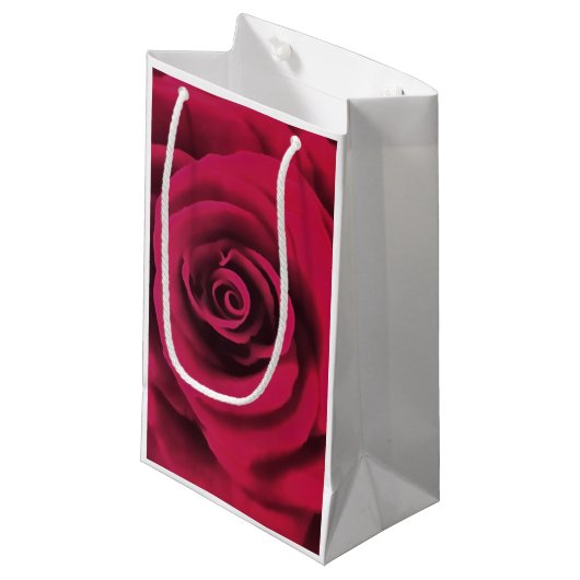 Petit Sac Cadeau Grosse Rose rouge (Devant Angle)