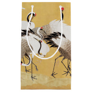 Petit Sac Cadeau Grues d'horloges japonaises Vintage Bird Rich Clas