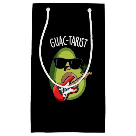 Petit Sac Cadeau Guac-tariste Funny Avocado Pun Dark BG (Devant)