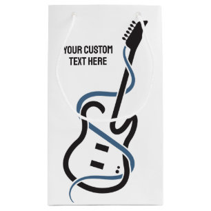 Petit Sac Cadeau Guitare stylisée de texte personnalisé