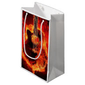 Petit Sac Cadeau Guitare sur le feu (Devant Angle)