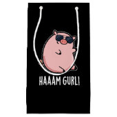 Petit Sac Cadeau Haaam Gurl Funny Pig Pun Dark BG (Devant)