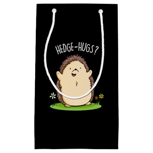 Petit Sac Cadeau Haies de couverture Funny Hedge Hog Pun Dark BG (Devant)
