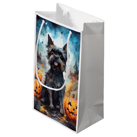 Petit Sac Cadeau Halloween Affenpinscher avec la peur Citrouille (Dos Angle)