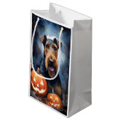 Petit Sac Cadeau Halloween Airedale Avec Peur Citrouille (Dos Angle)