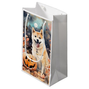 Petit Sac Cadeau Halloween Akita Avec Peur Citrouille