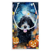 Petit Sac Cadeau Halloween Bernedoodle Avec La Peur Citrouille (Dos)