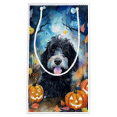 Petit Sac Cadeau Halloween Bernedoodle Avec La Peur Citrouille (Devant)