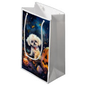 Petit Sac Cadeau Halloween Bichon Frise Avec La Peur Citrouille (Devant Angle)