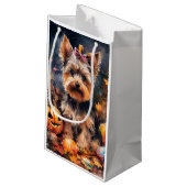 Petit Sac Cadeau Halloween Biewer Terrier Avec La Peur Citrouille (Dos Angle)