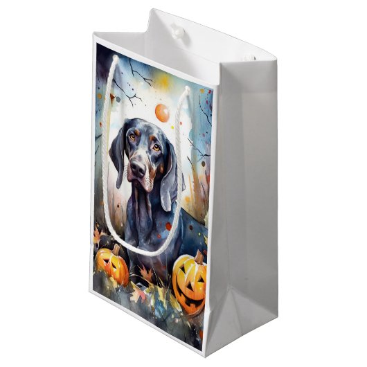 Petit Sac Cadeau Halloween Bluetick Coonhound avec la peur Citrouil (Devant Angle)
