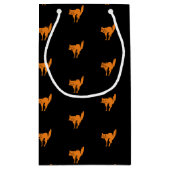 Petit Sac Cadeau Halloween chat noir orange noir motif (Dos)
