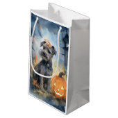 Petit Sac Cadeau Halloween Chesapeake Bay Terrier Avec Citrouilles (Dos Angle)