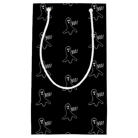 Petit Sac Cadeau Halloween fantôme noir et blanc motif (Devant)