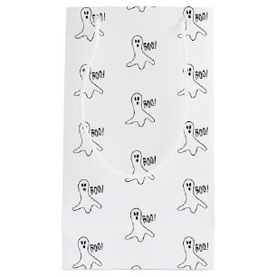 Petit Sac Cadeau Halloween fantôme noir et blanc motif faveurs