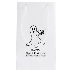 Petit Sac Cadeau Halloween fantôme noir et blanc traitement personn