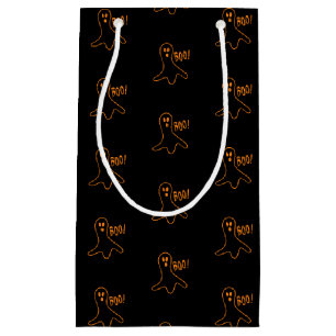 Petit Sac Cadeau Halloween fantôme noir orange motif