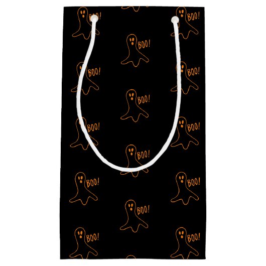 Petit Sac Cadeau Halloween fantôme noir orange motif (Devant)