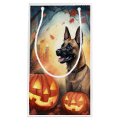Petit Sac Cadeau Halloween Malinoi Belge Avec Peur Citrouille (Devant)
